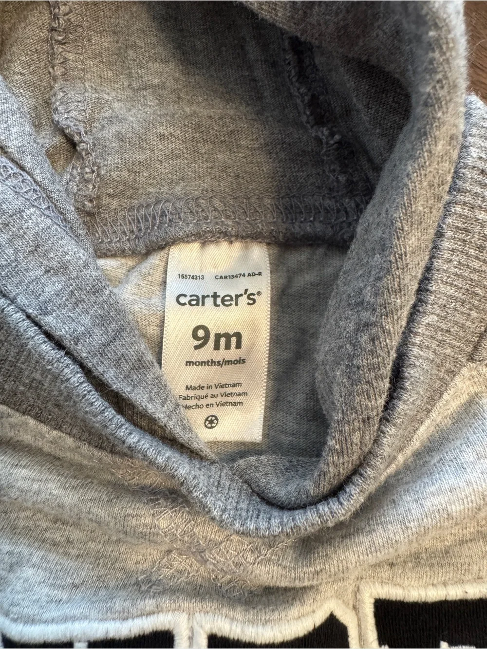 Carter's Gray Hooded Baby Romper
